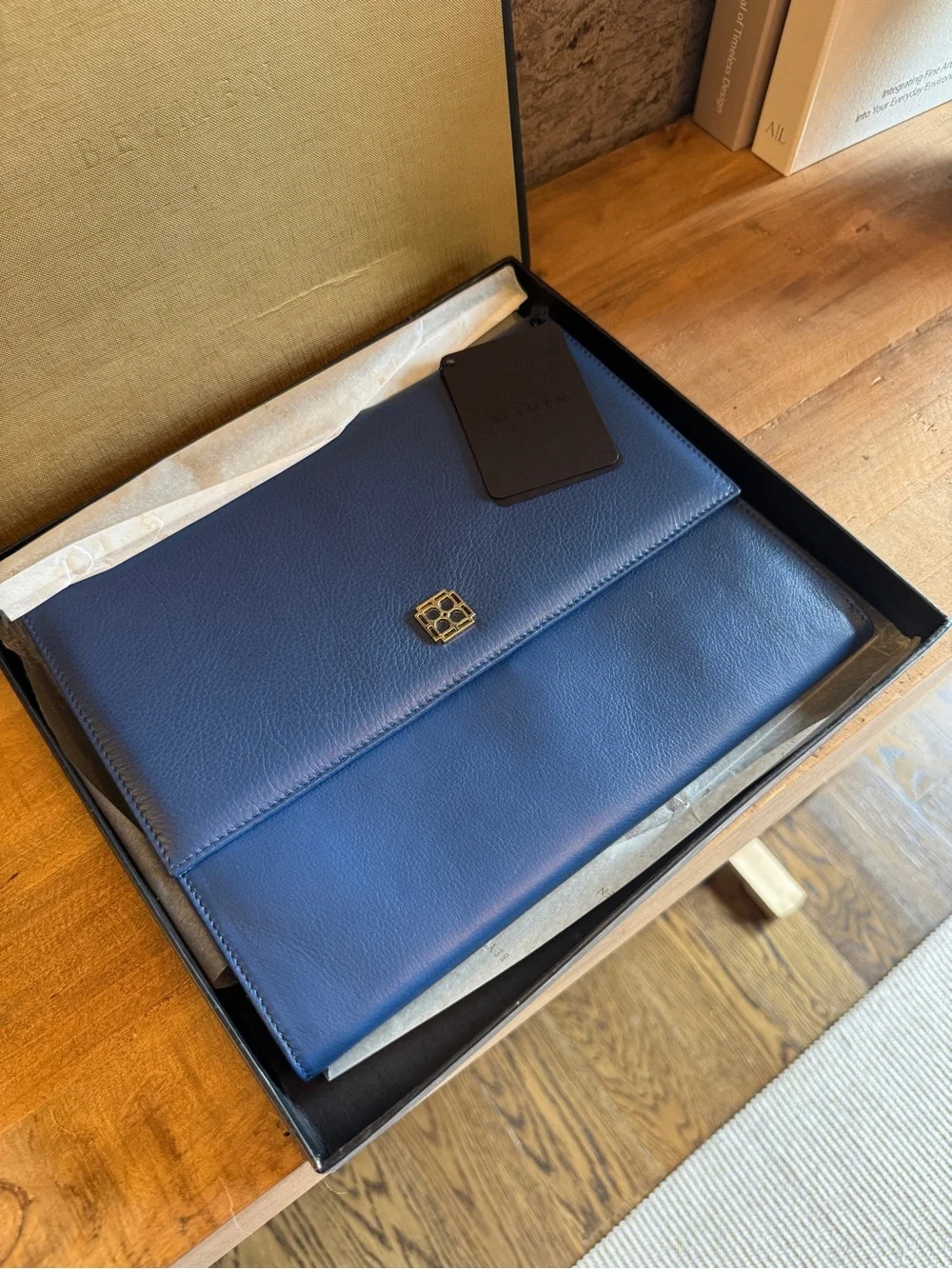 Beymen Blue Leather Flap iPad Case / Cover - NWT